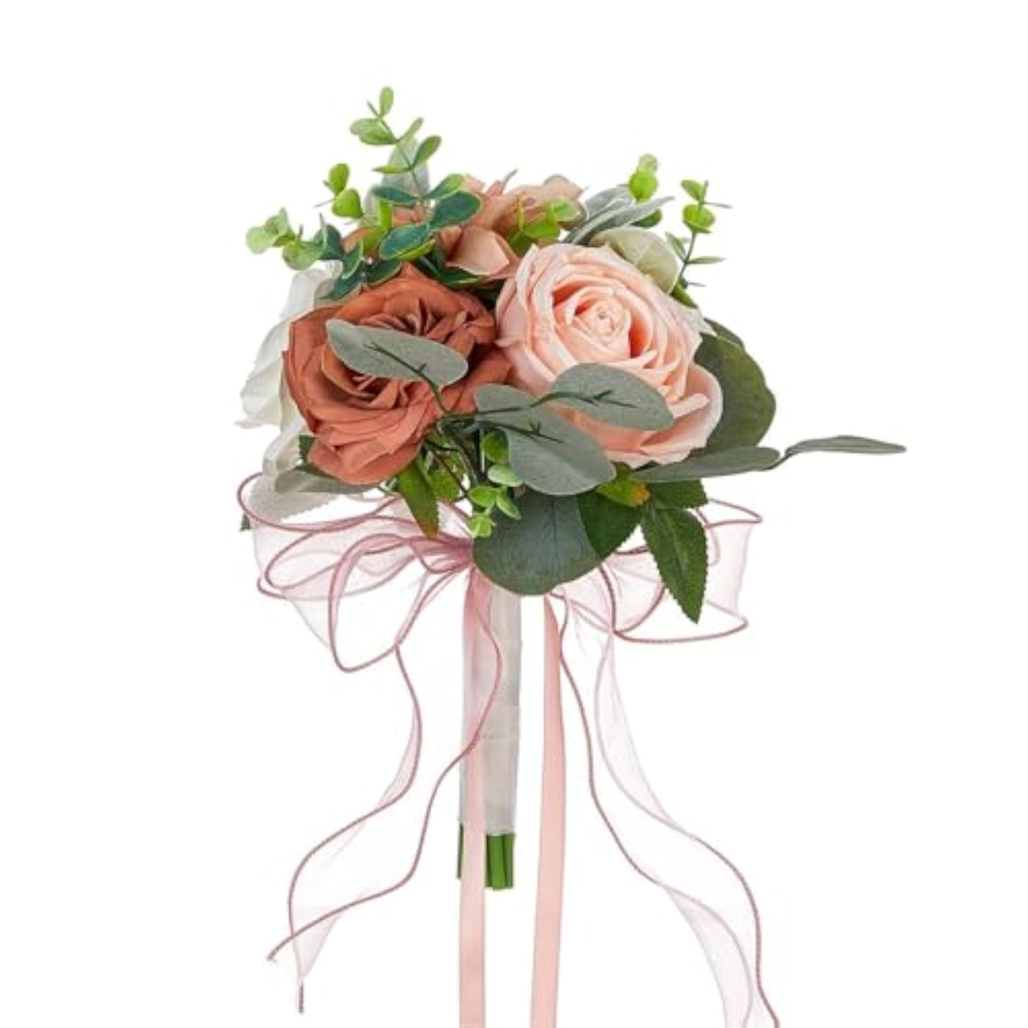 Simulated Eucalyptus Rose Wedding Bouquet for Decoration